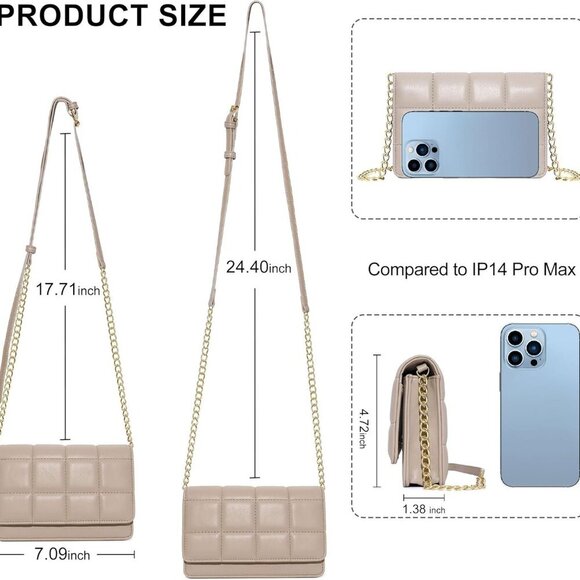 Small Purses for Women Trendy Quilted Leather Mini Crossbody Wallet Chain Little - Picture 3 of 6